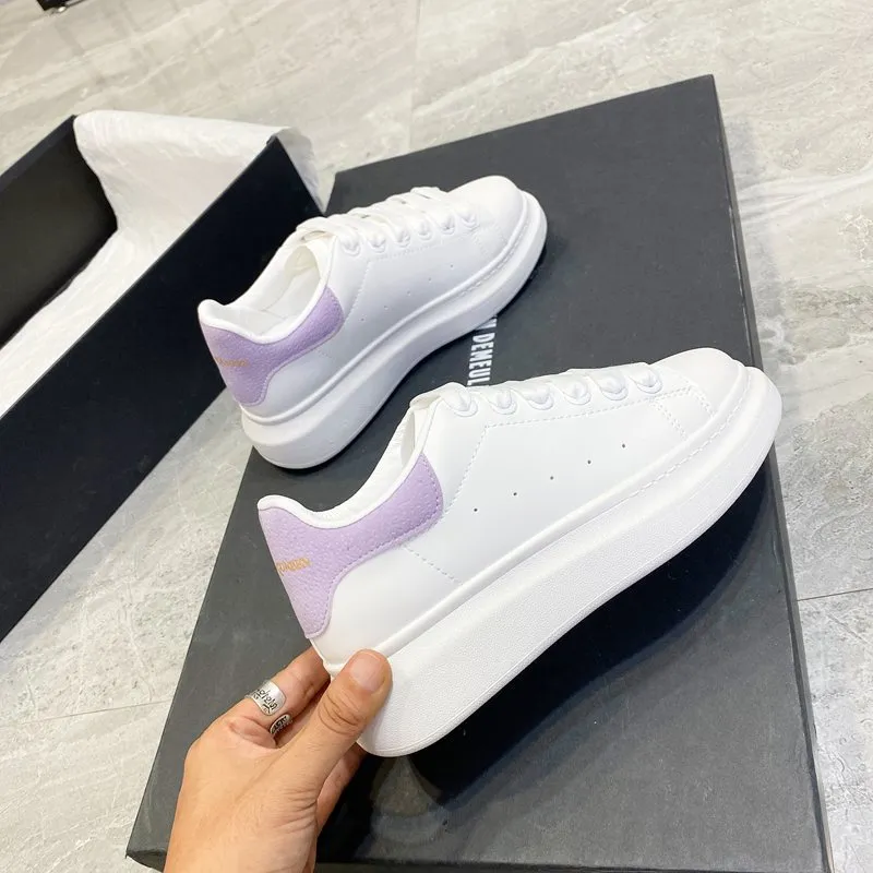 PU Leather Lace Up Round Toe Platform Sneakers, image 3