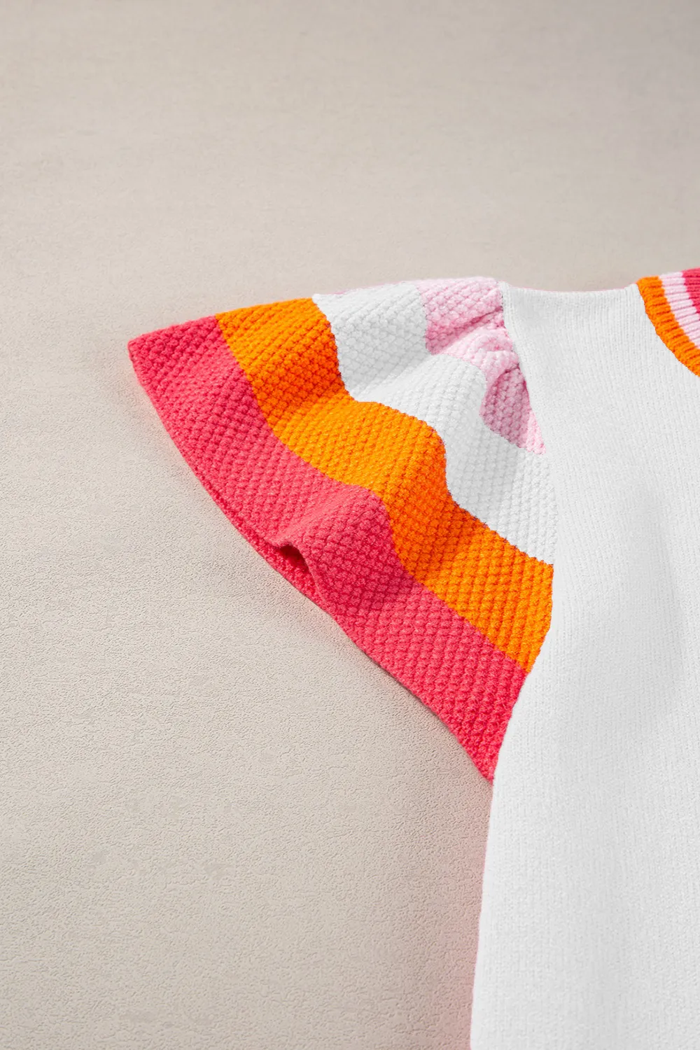 Color Block Round Neck Knit Top, image 2