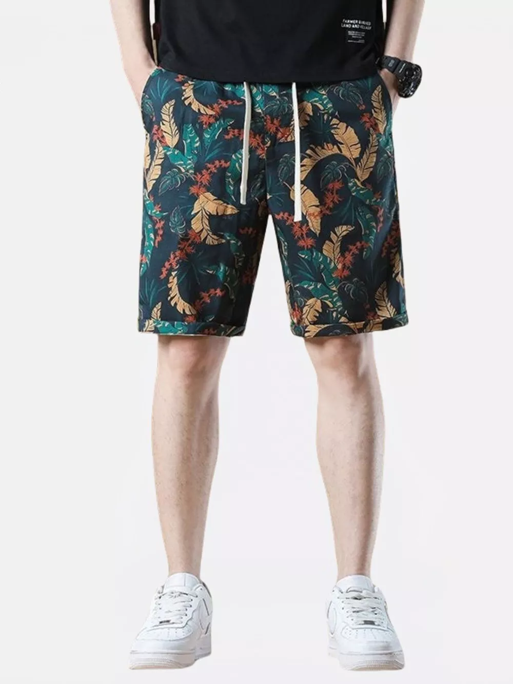 Men's Plus Size Drawstring Printed Loose Fit Shorts, image 5