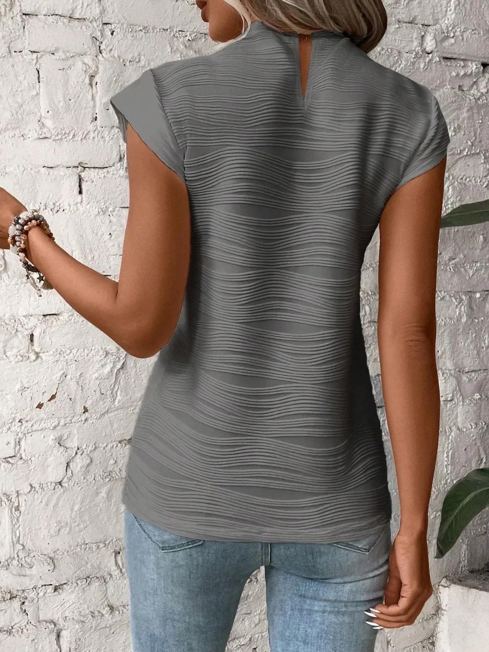 Mock Neck Cap Sleeve Top, image 12