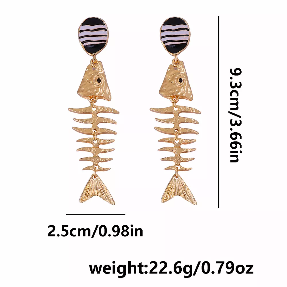 Striped Fishbone Drop Earrings, image 4