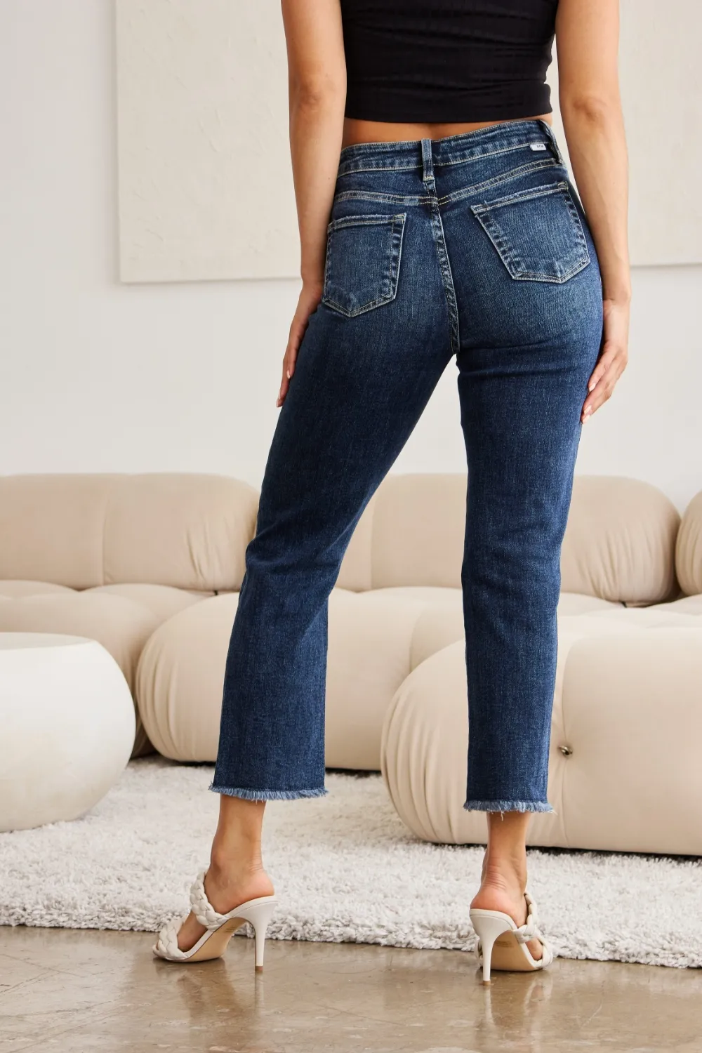 Crop Dylan Full Size Tummy Control Distressed High Waist Raw Hem Jeans, image 15