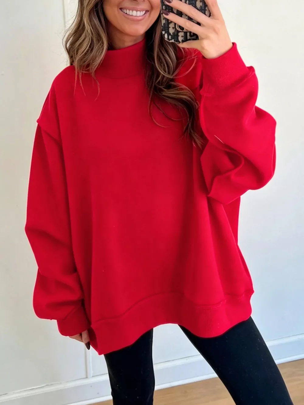 Mock Neck Dropped Shoulder Sweatshirt, image 4