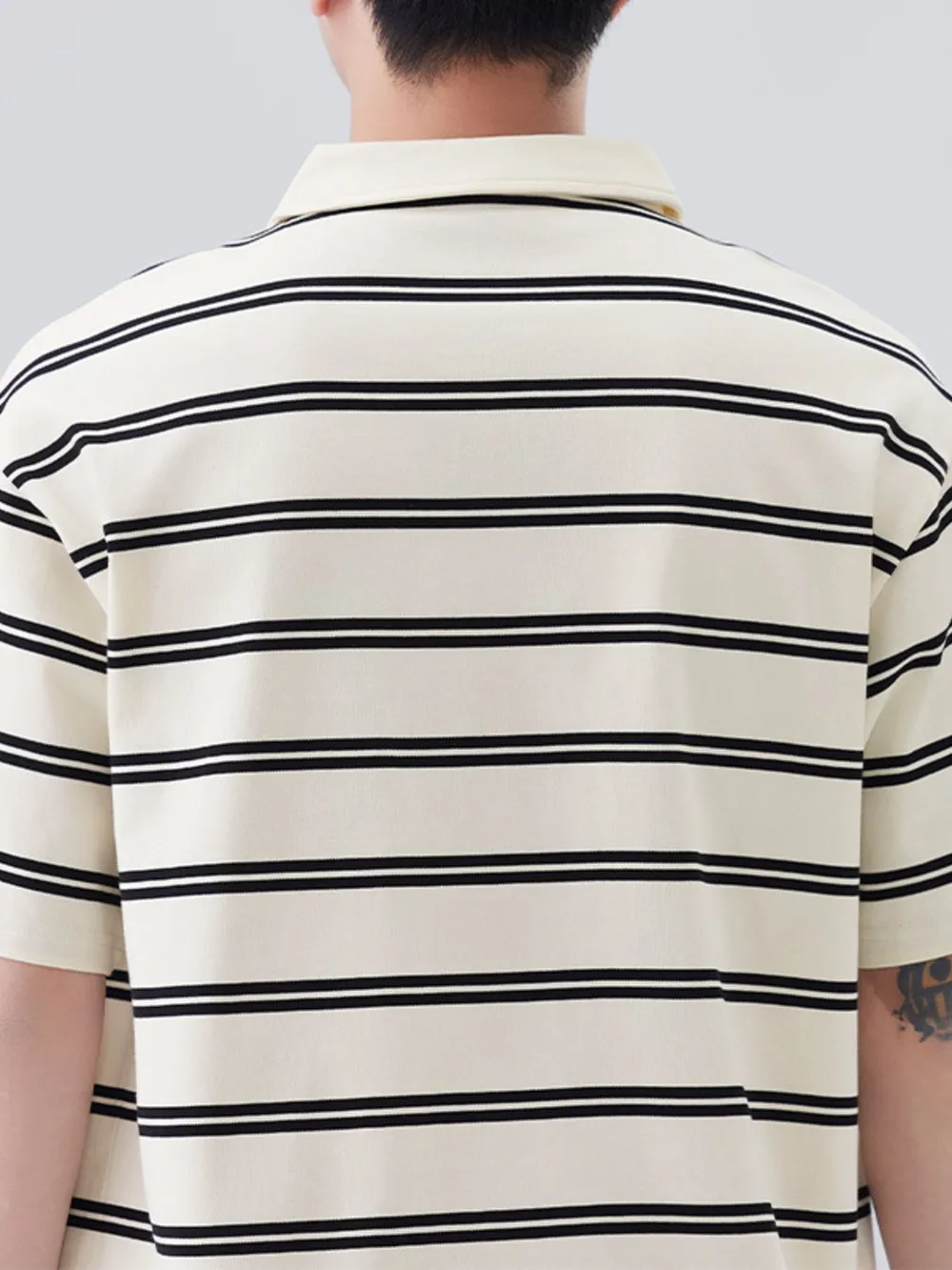 Men's Plus Size Striped Half Sleeve Polo, image 2