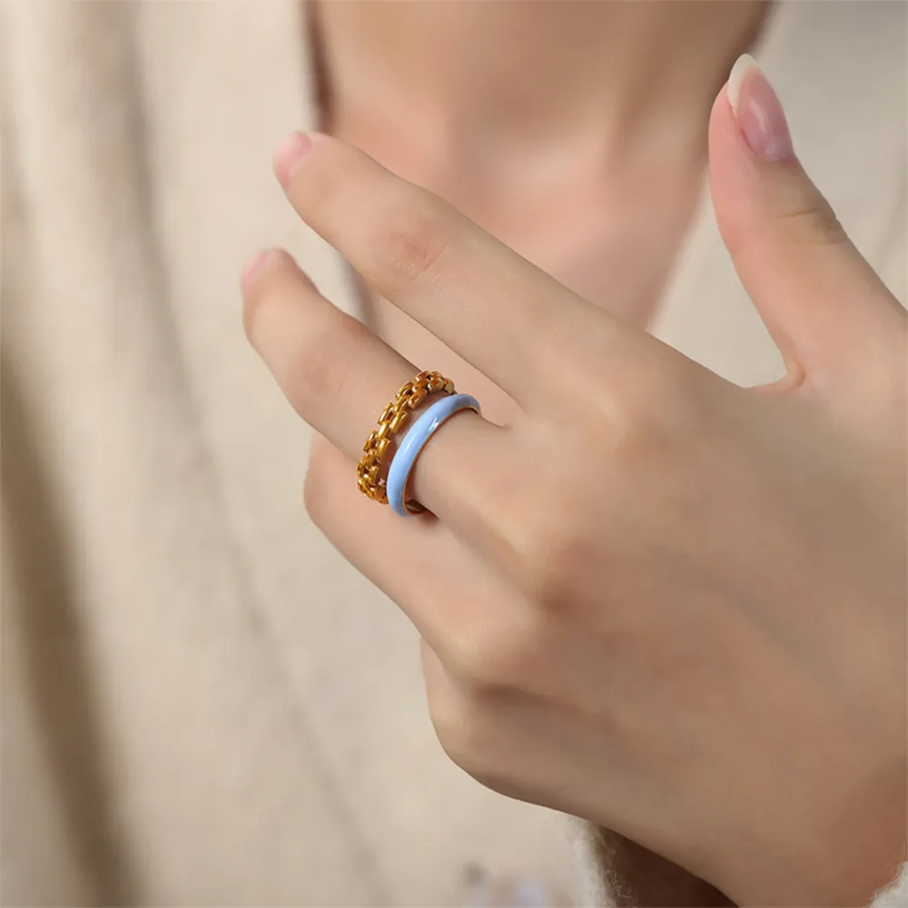 Enamel 18K Gold-Plated Open Ring, image 4