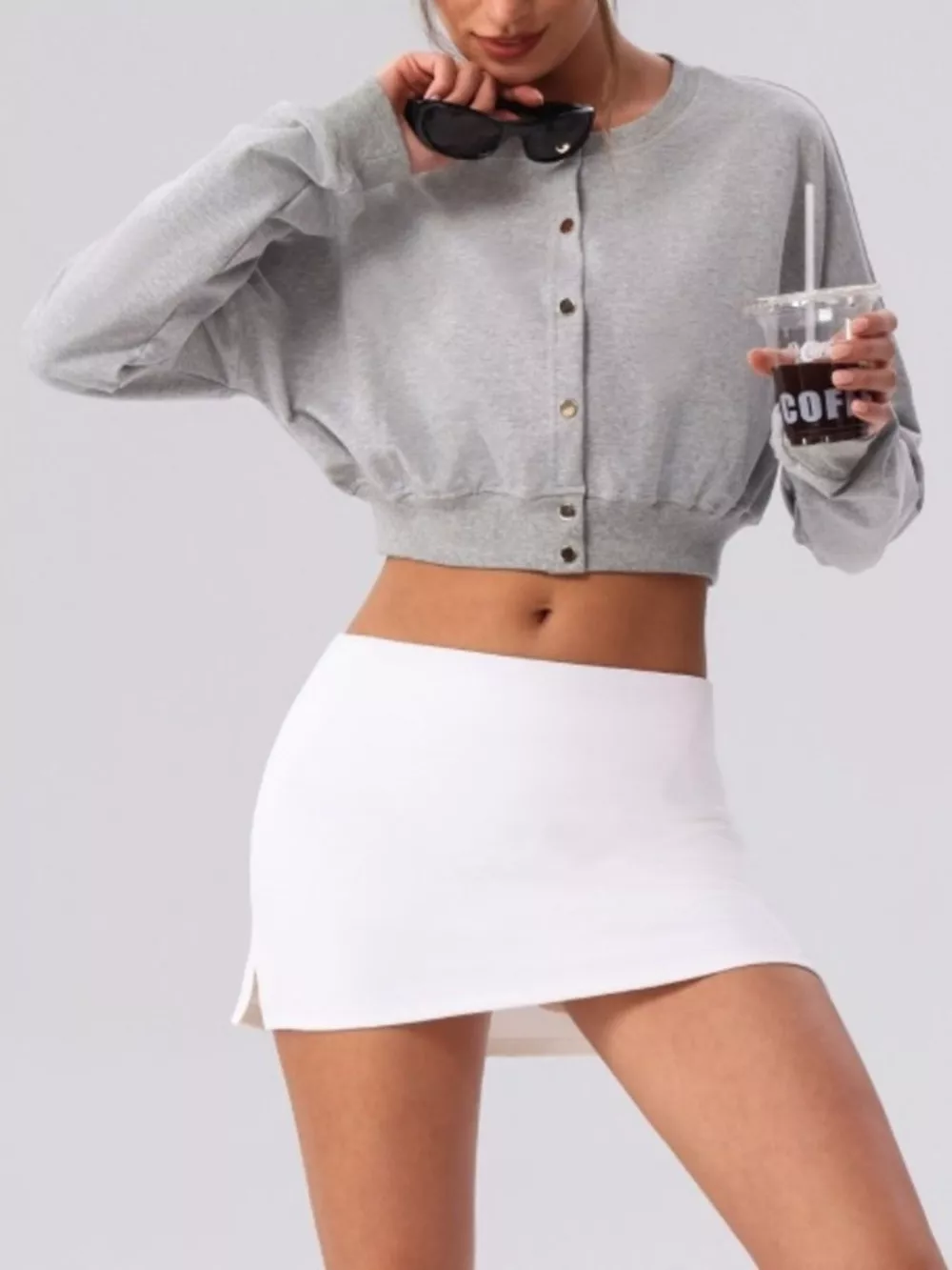 Cropped Button-Down Active Cardigan, image 3
