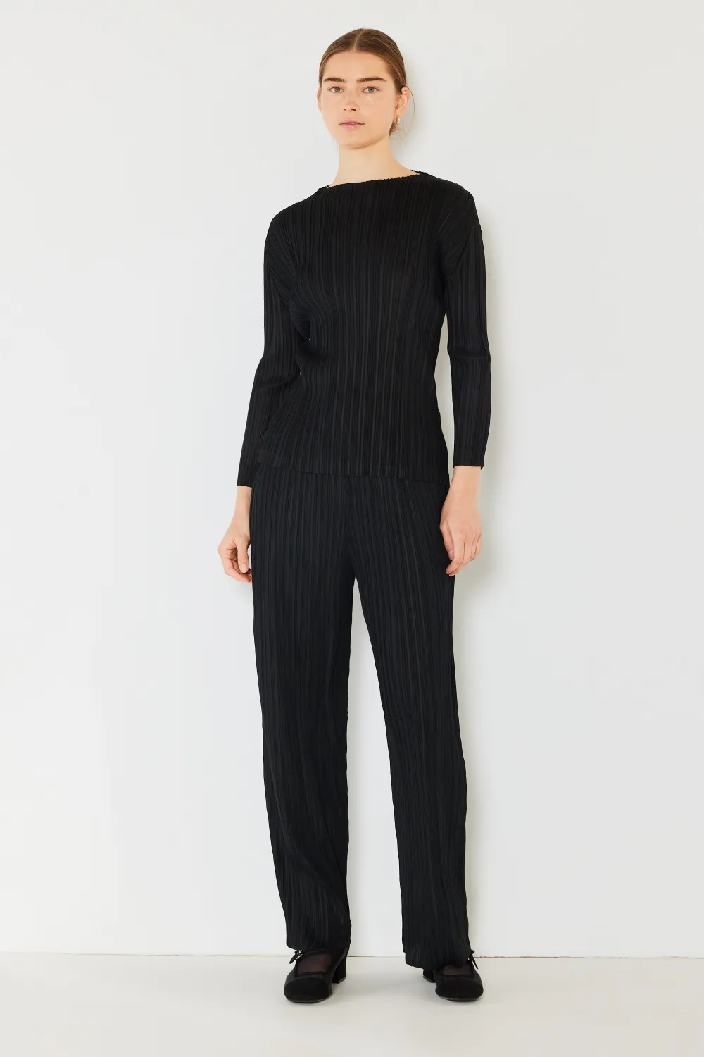 Pleated Long Sleeve Boatneck Top, image 7