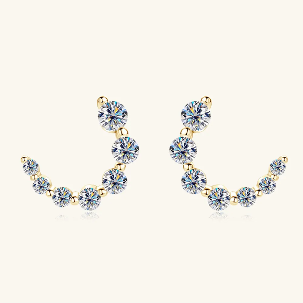 925 Sterling Silver Inlaid Moissanite Stud Earrings, image 2