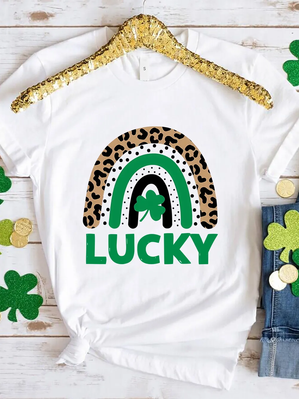 LUCKY Round Neck Short Sleeve T-Shirt, image 2