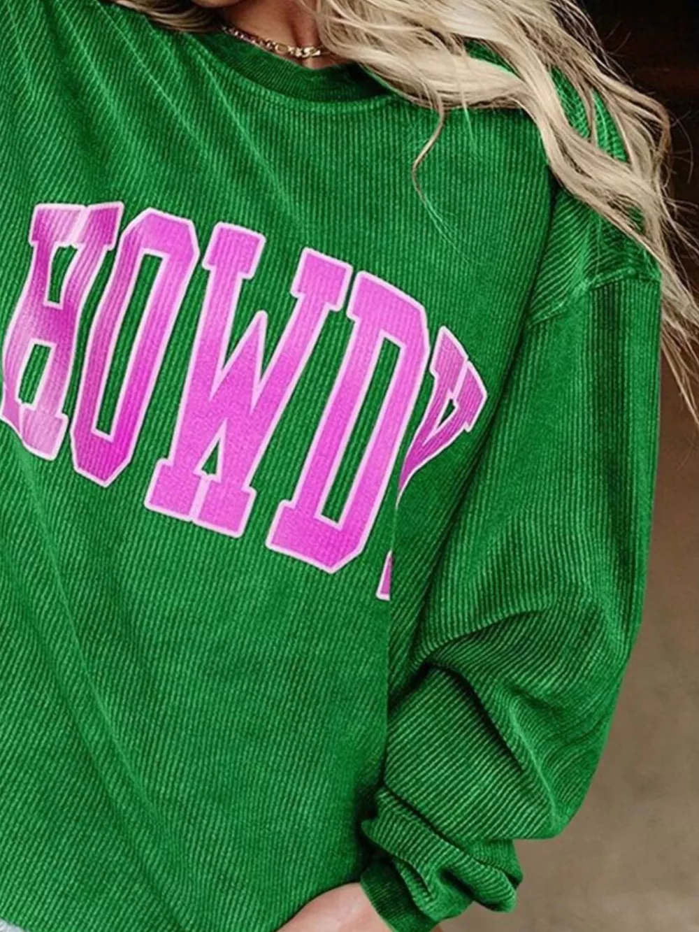 Full Size Howdy Round Neck Oversized Sweatshirt Plus Size, image 3