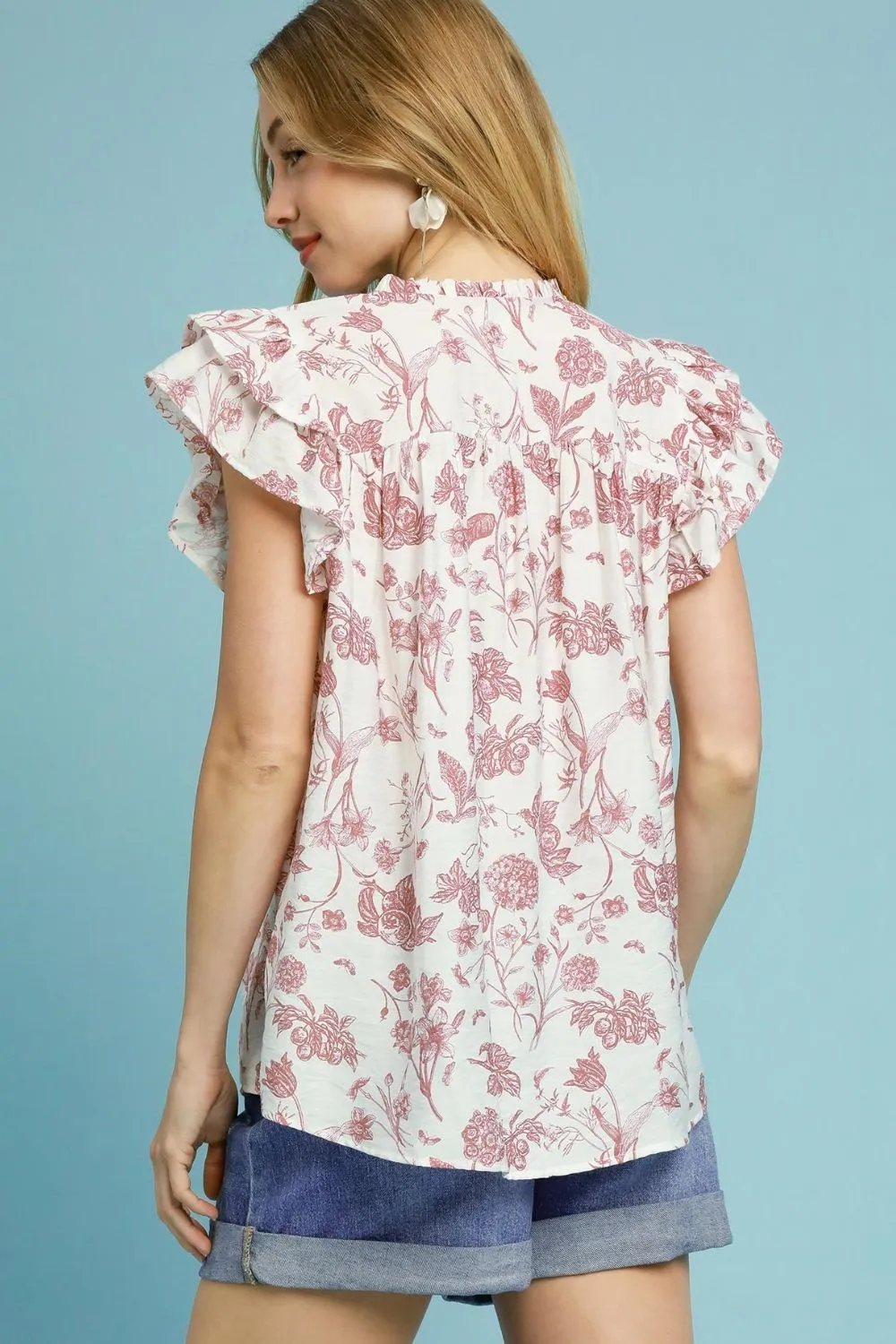 Full Size Two Tone Boxy Cut Floral Print Blouse Plus Size, image 2