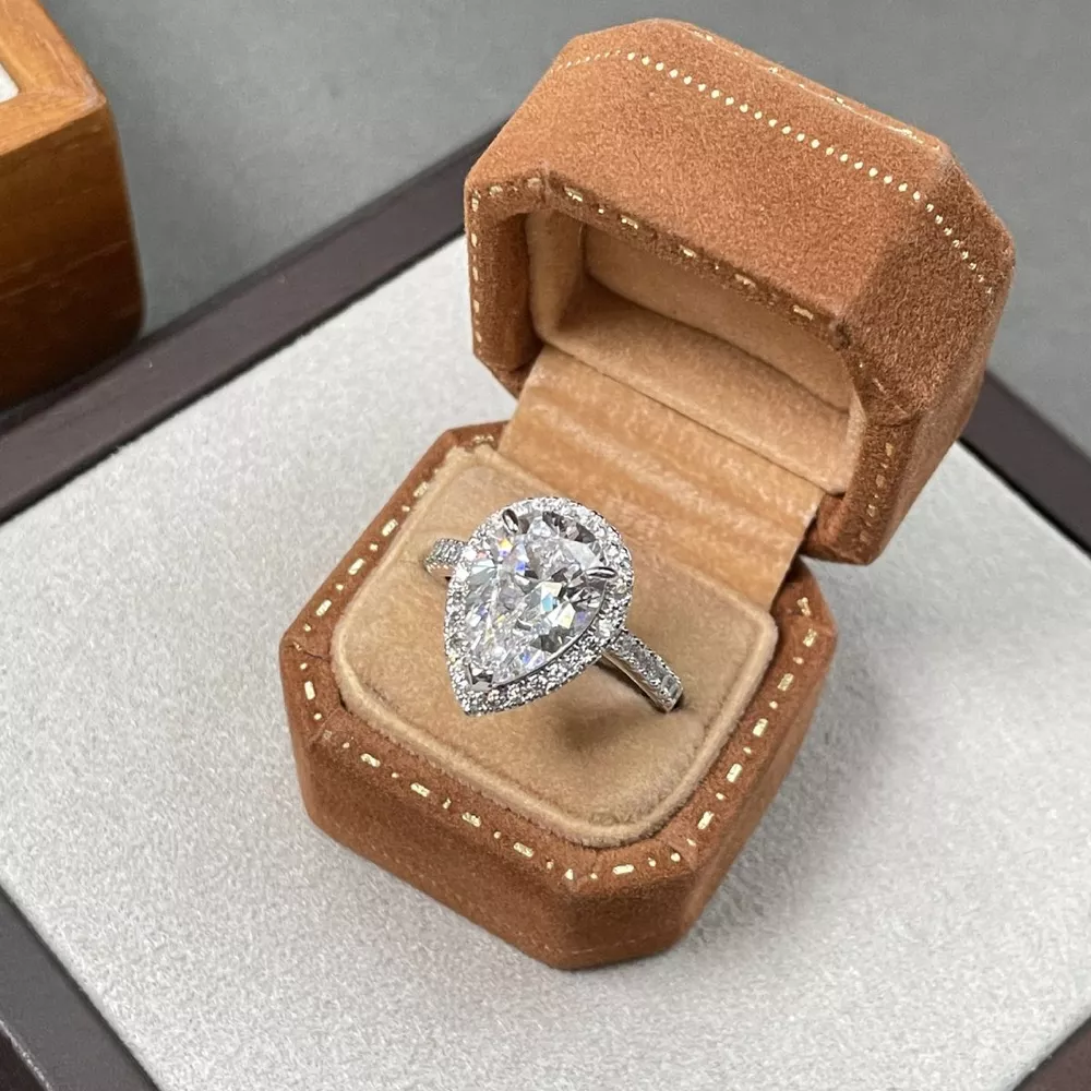 4 Carat 925 Sterling Silver Moissanite Teardrop Ring