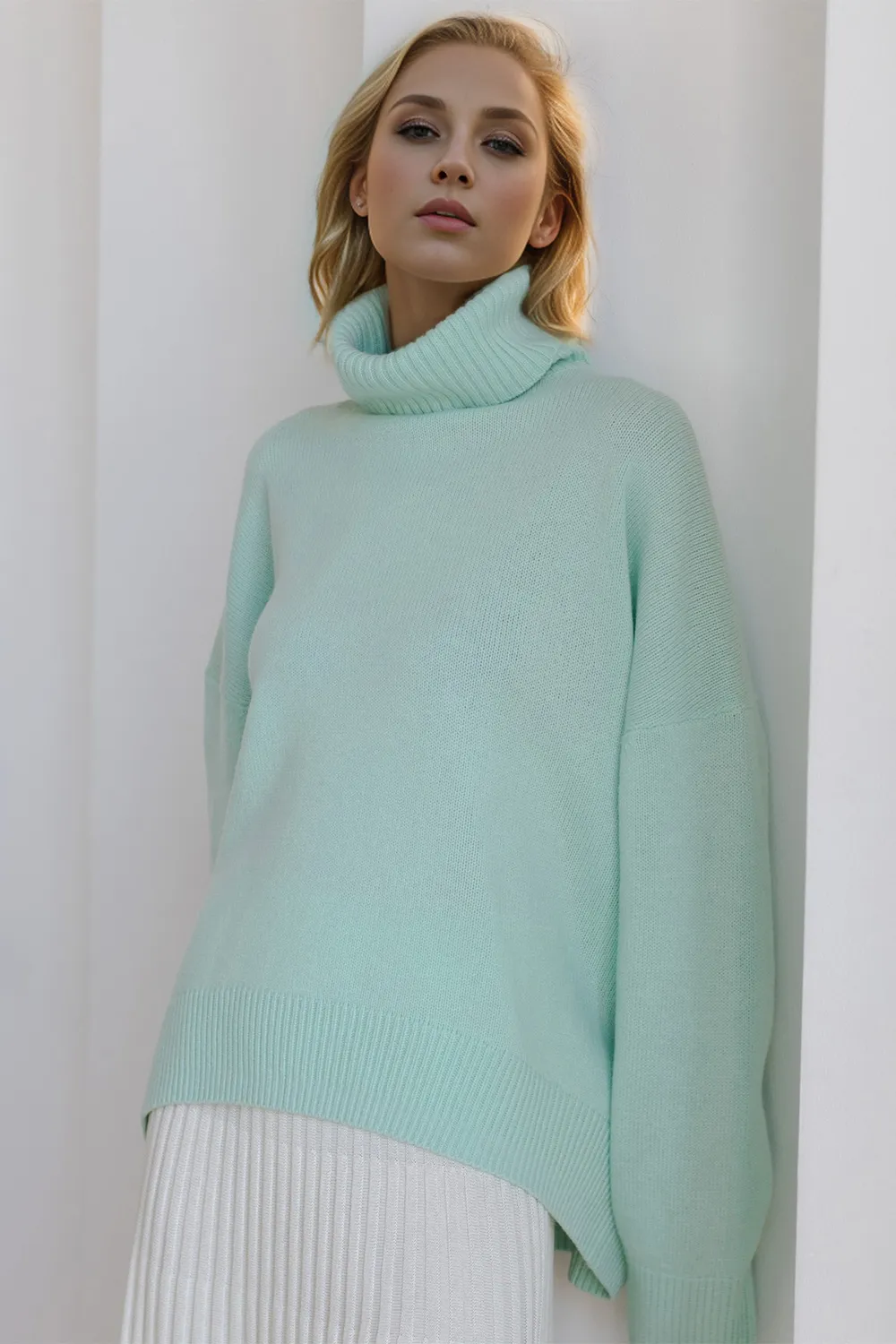 Turtleneck Dropped Shoulder Long Sleeve Sweater, image 15