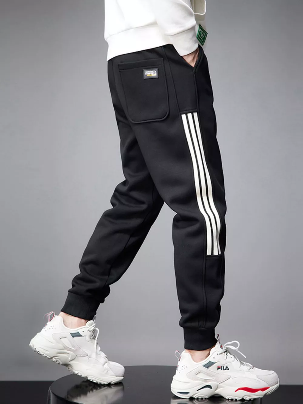 Men's Side Striped Drawstring Joggers, image 3