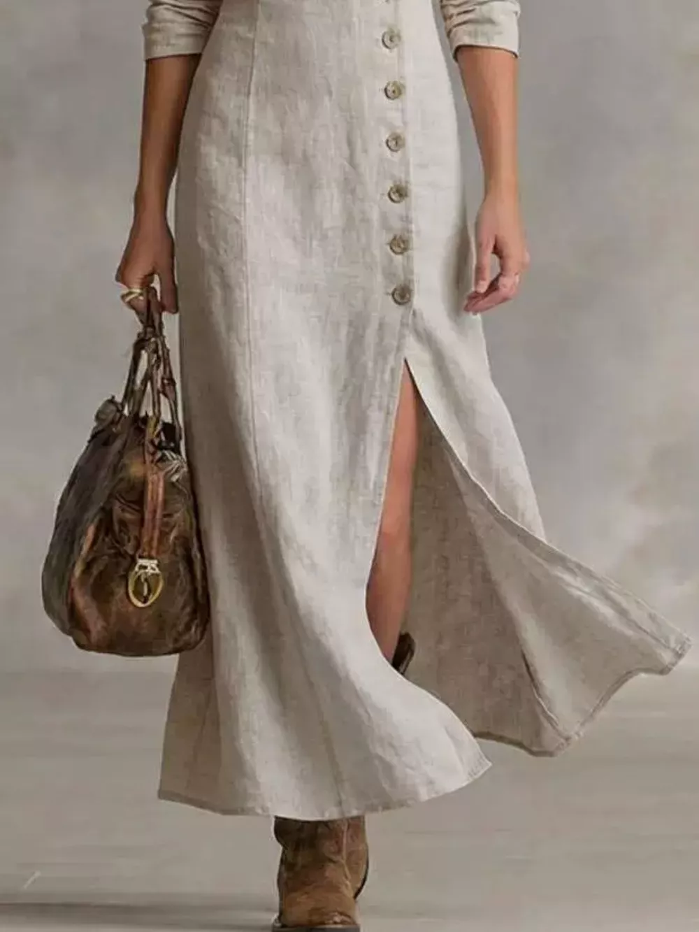 Slit Button-Down Midi Dress, image 2