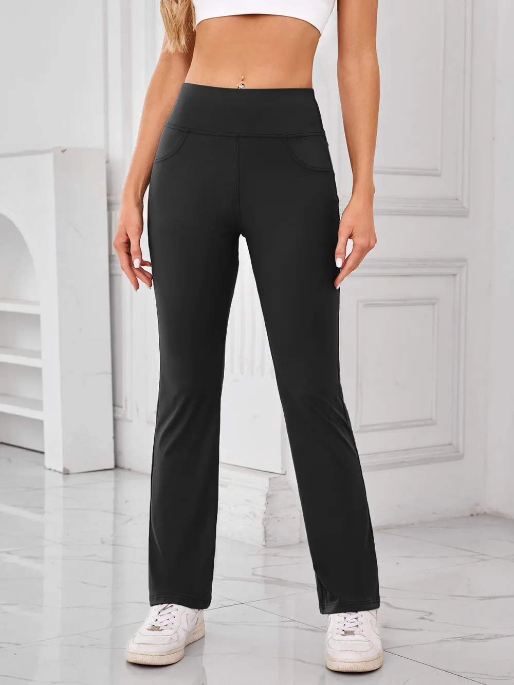High Waist Active Pants with Pockets, image 2