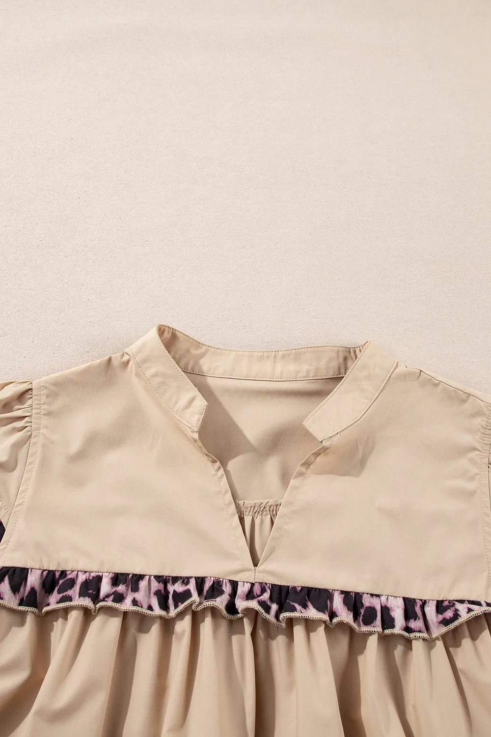 Leopard Frill Short Sleeve Blouse, image 5