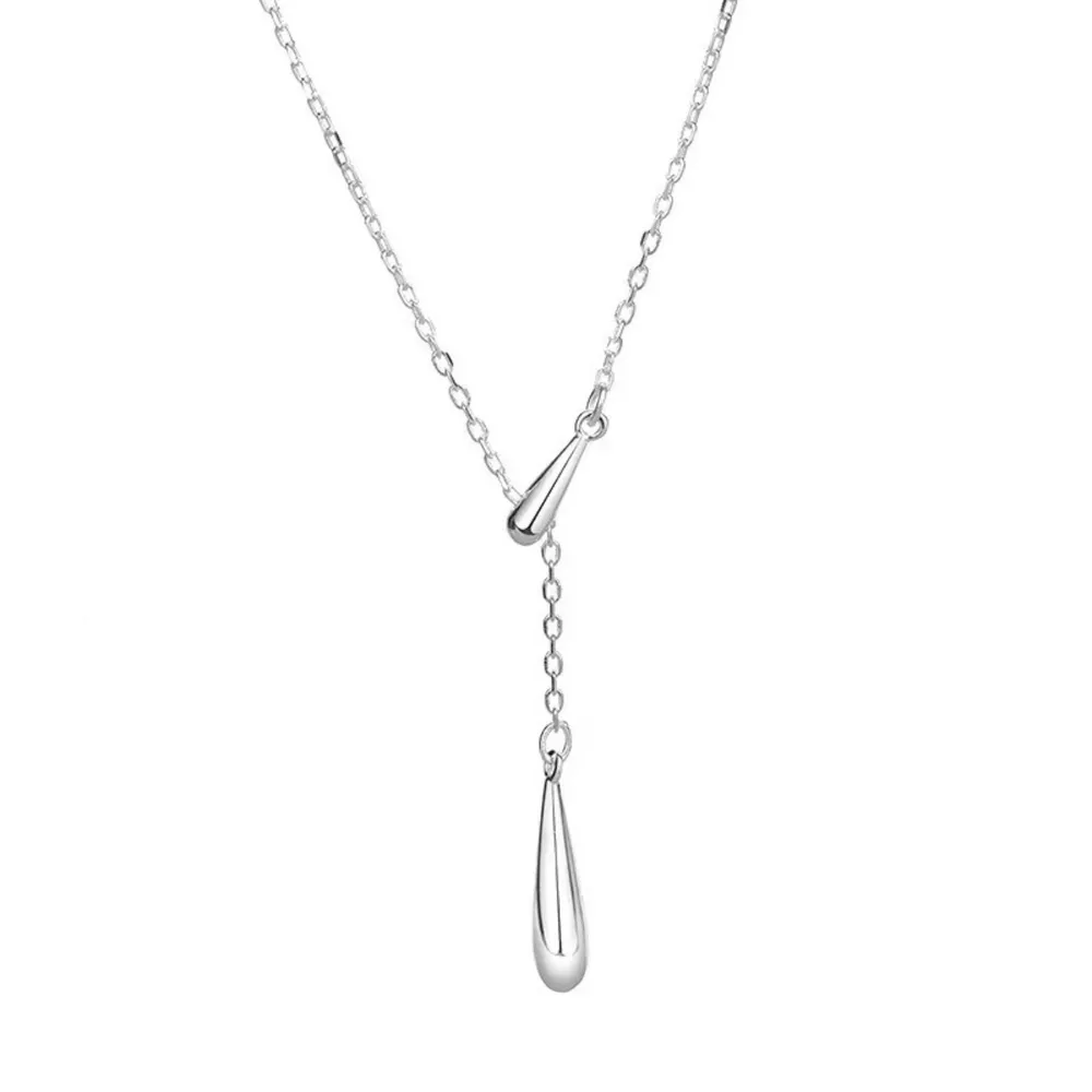 925 Sterling Silver Y-Shaped Pendant Necklace, image 2