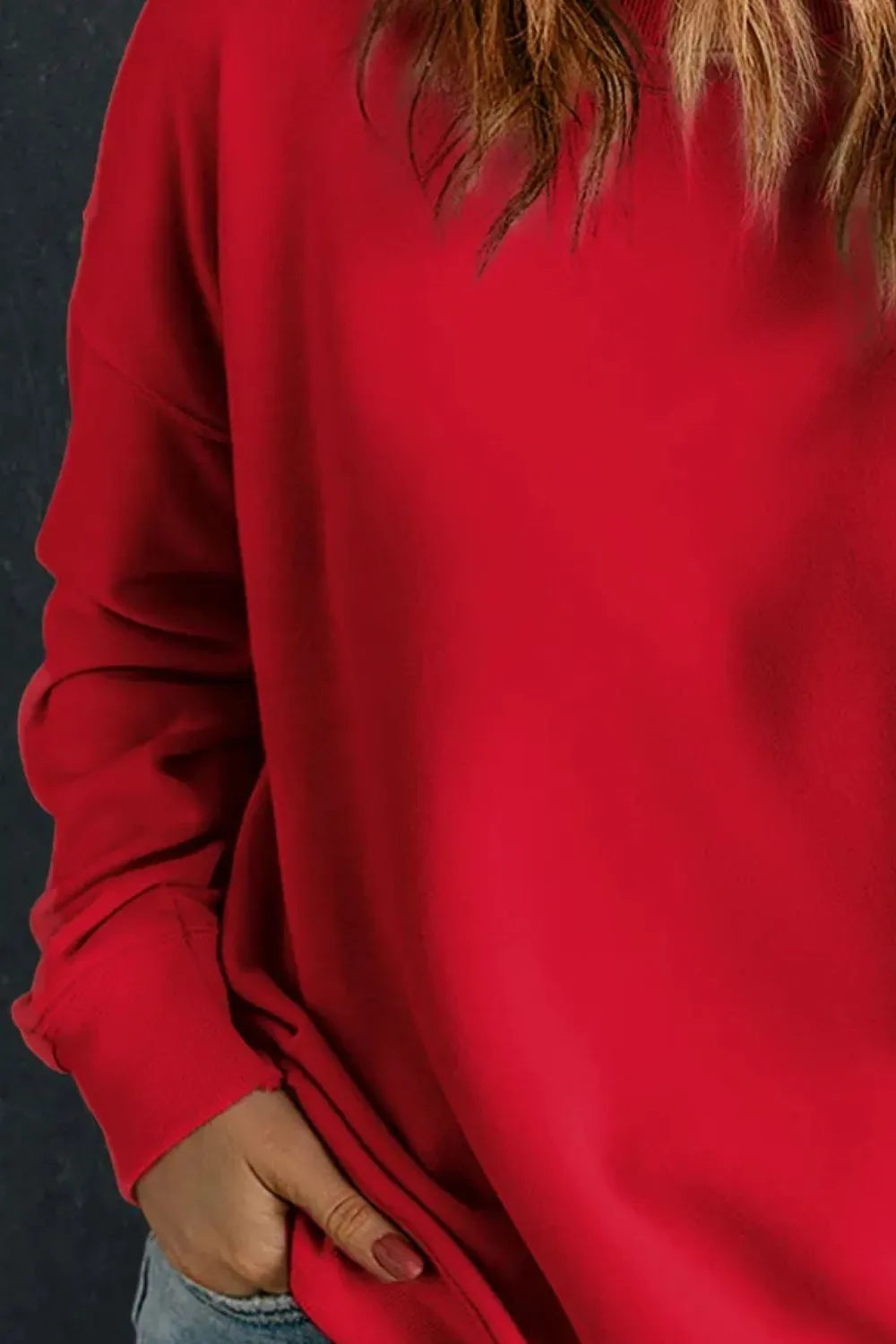 Plus Size Round Neck Long Sleeve Sweatshirt, image 2