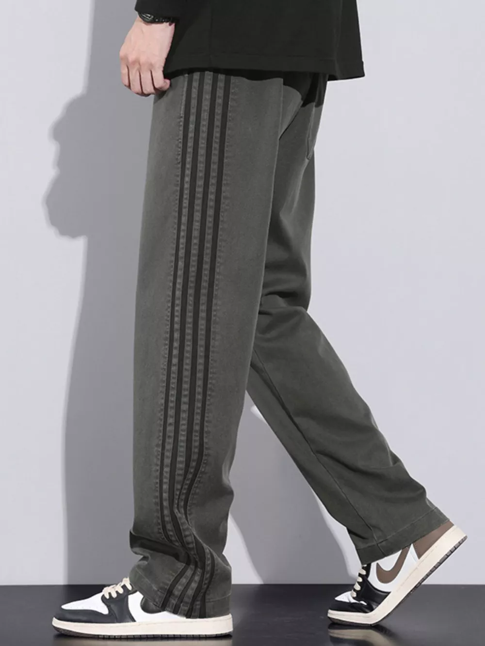 Men's Plus Size Casual Loose Fit Stripes Pants, image 5