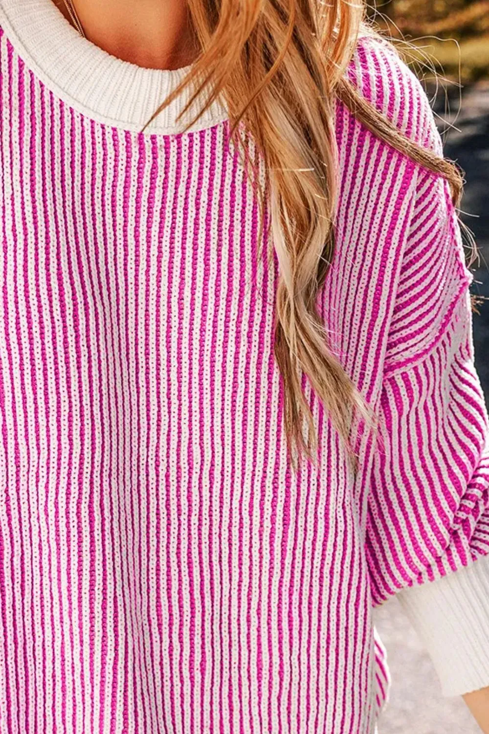 Round Neck Dropped Shoulder Sweater, image 2
