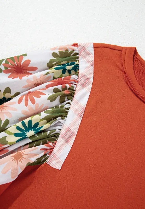 Printed Round Neck Balloon Sleeve Blouse, image 2