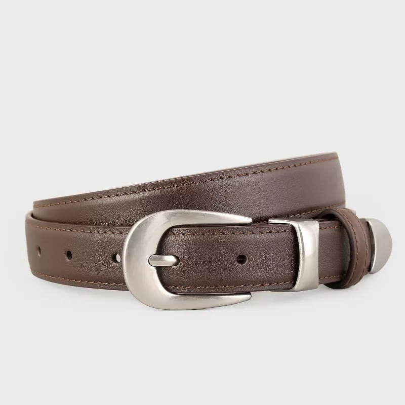 Classic Leather Belt with Silver Buckle, image 5