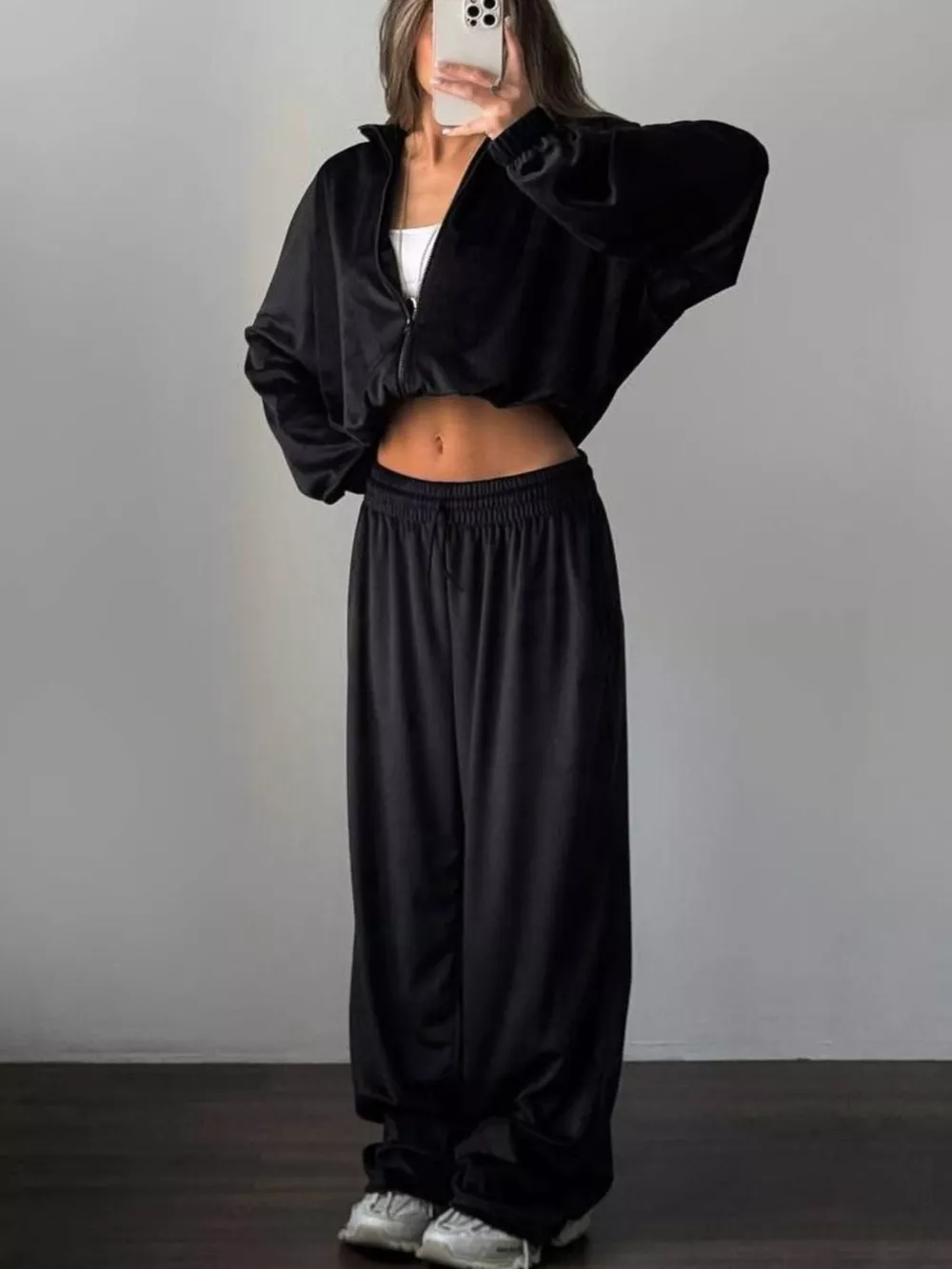 Zip Up Long Sleeve Outerwear and Pants Set