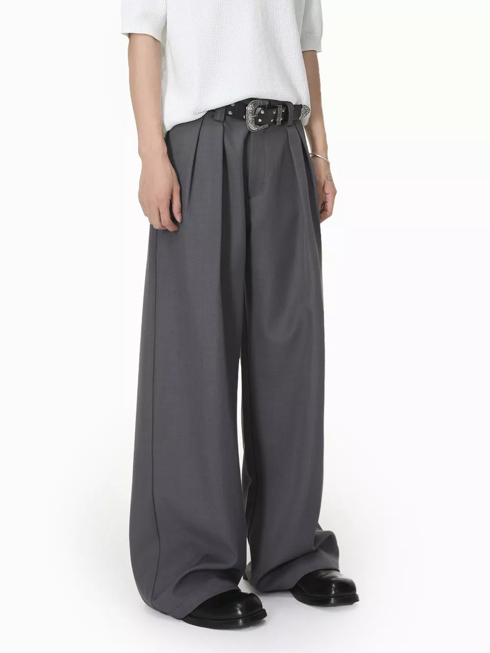Men's High-Waisted Wide-Leg Pleated Pants, image 11