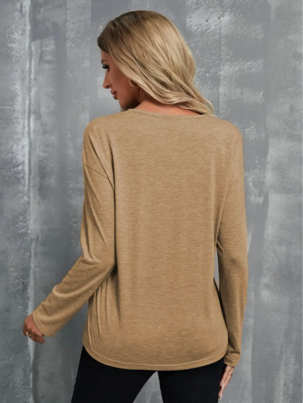 V-Neck Long Sleeve T-Shirt, image 2