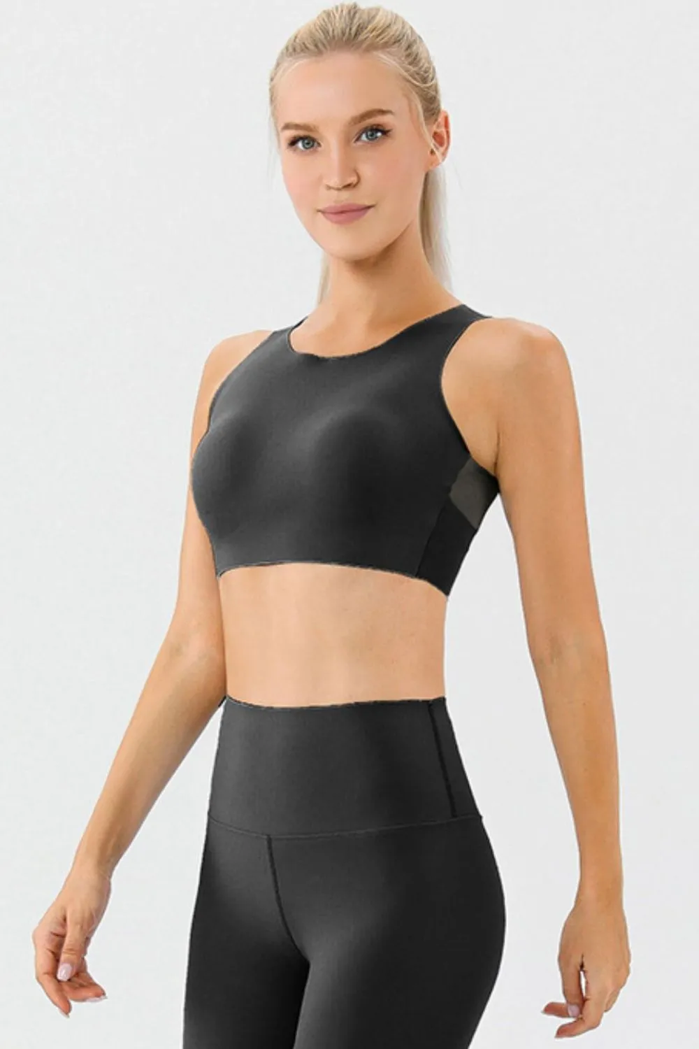 Round Neck Wide Strap Active Bra, image 3