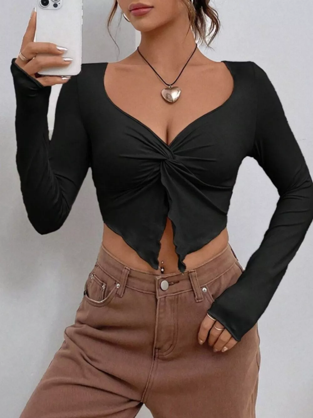 Twisted Front Long Sleeve T-Shirt, image 9