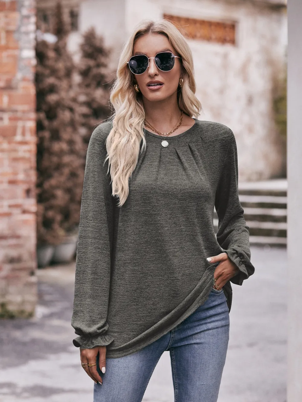 Round Neck Long Sleeve Casual T-Shirt, image 27