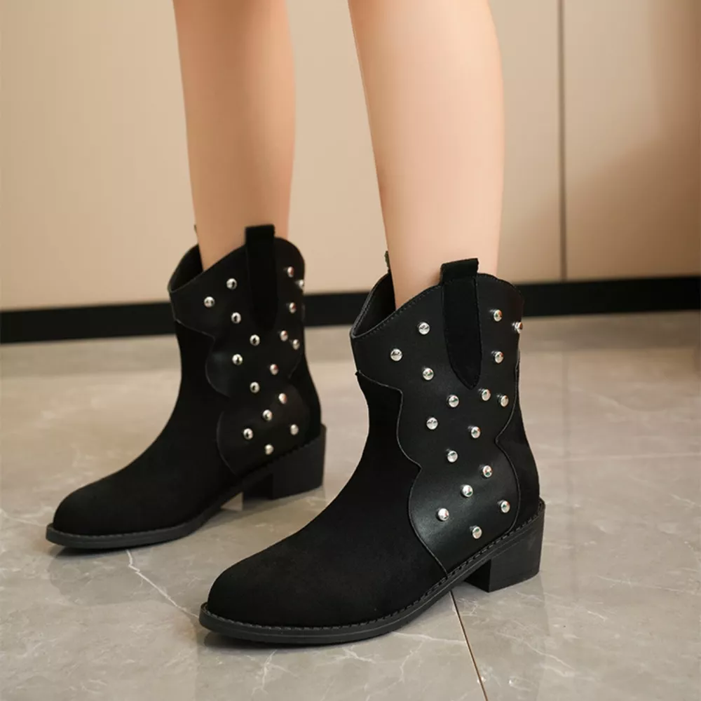 Studded Western Ankle Boots, image 2
