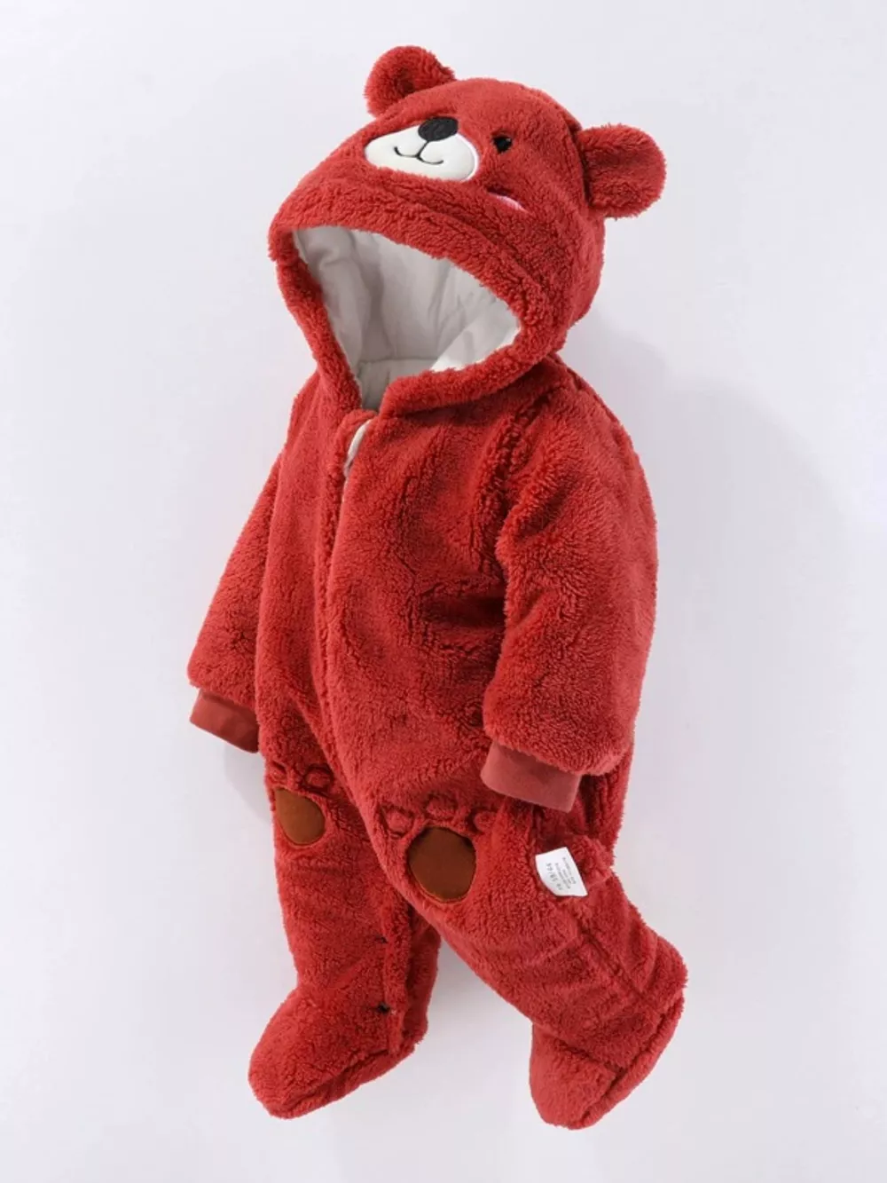 Children's Cozy Bear Hooded Fleece One-Piece, image 2