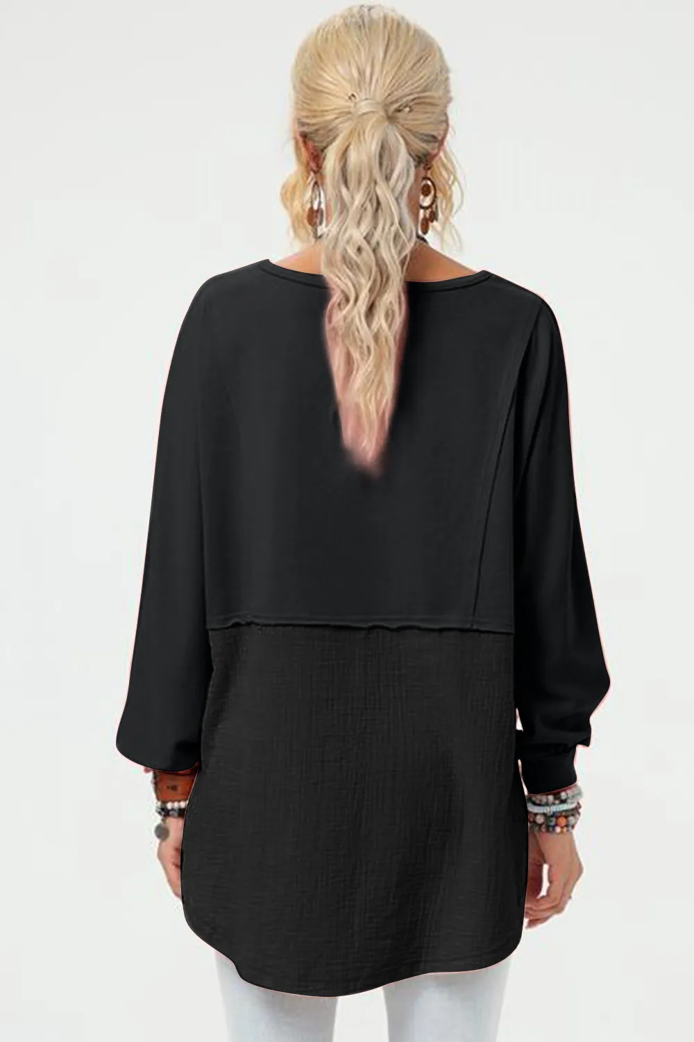 Full Size Long Sleeve High-Low T-Shirt, image 2