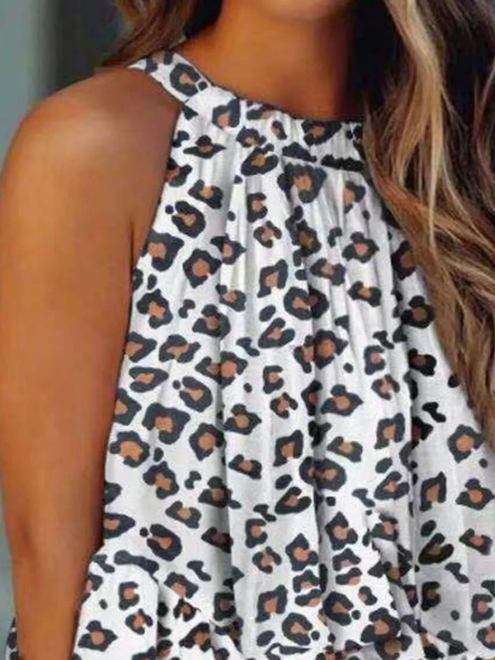 Ruffled Printed Halter Neck Cami Top, image 2