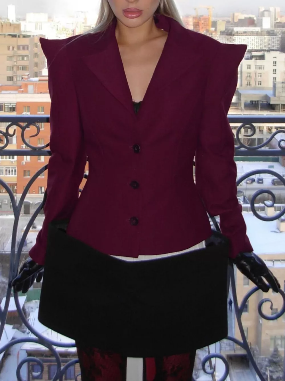 Sharp-Shouldered Tailored Long Sleeve Blazer, image 7
