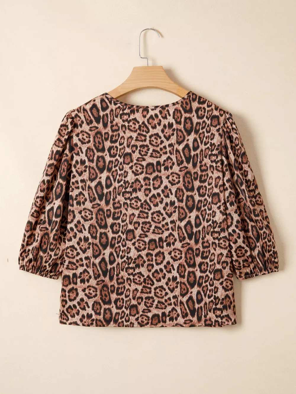 Leopard Bow Tie Puff Sleeve Blouse, image 2