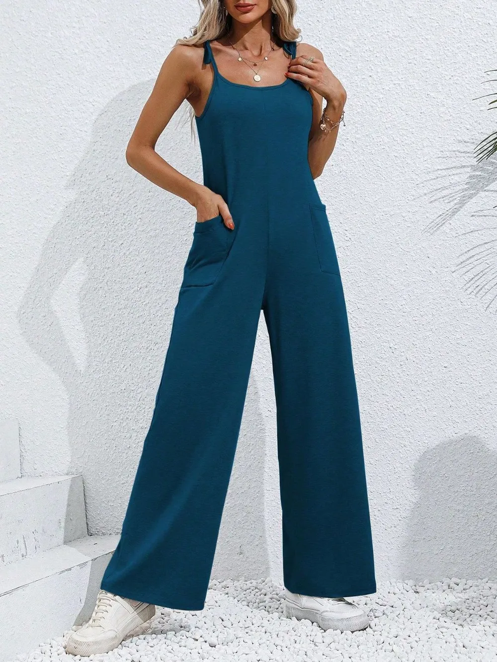 Scoop Neck Tie Shoulder Jumpsuit, image 5