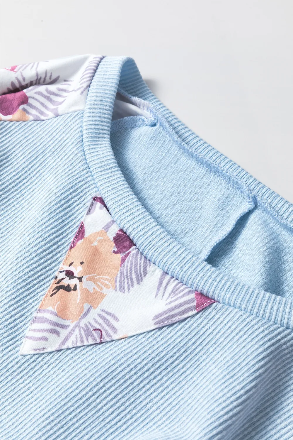 Printed Round Neck Balloon Sleeve Sweatshirt, image 2