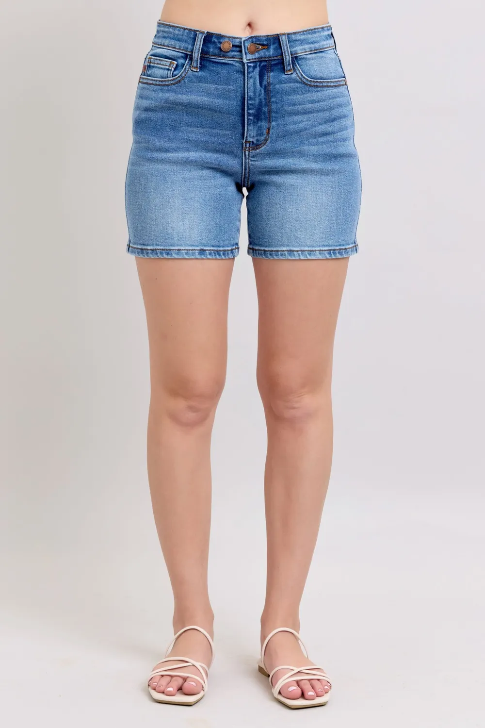 Full Size 2 Button Denim Shorts with Pockets Plus Size, image 3