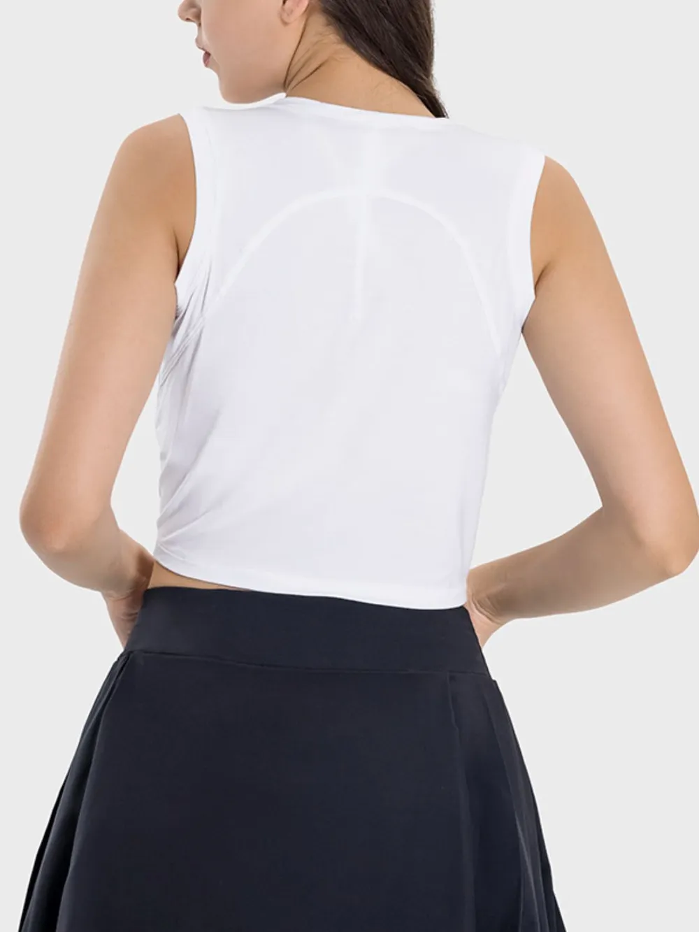 Drawstring Ruched Wide Strap Active Tank, image 3