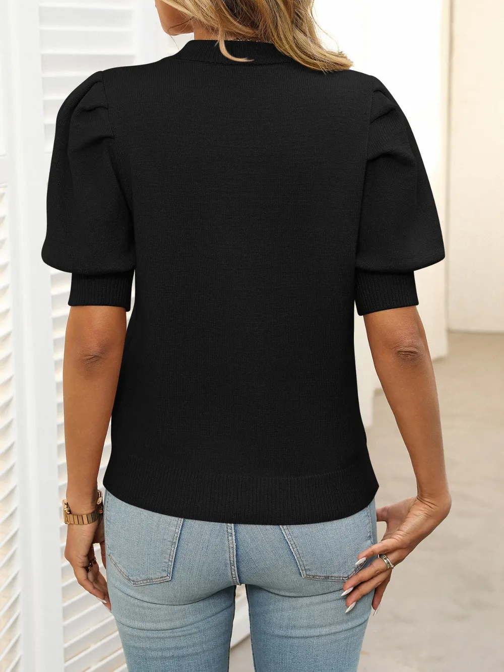 Mock Neck Puff Sleeve Sweater, image 25