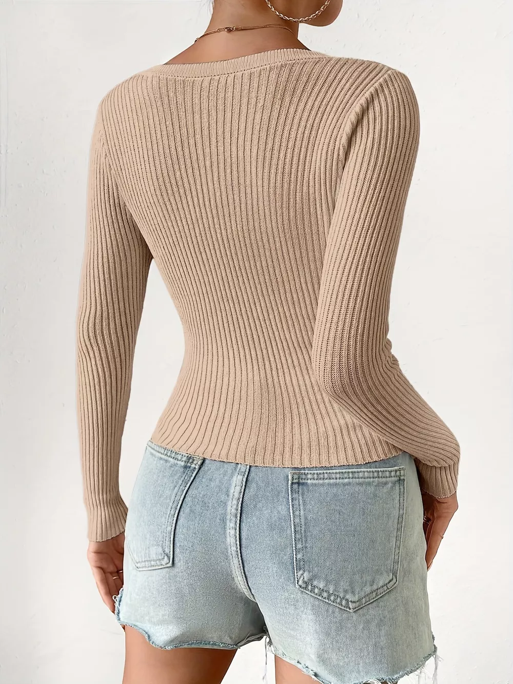 Ribbed Knit Button-Up Cardigan, image 2