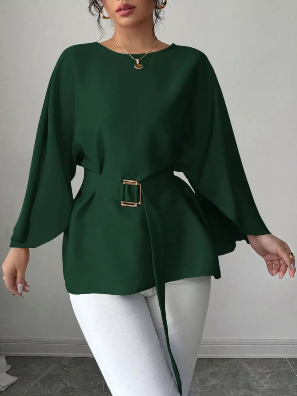 Batwing Sleeve Belted Blouse, image 15