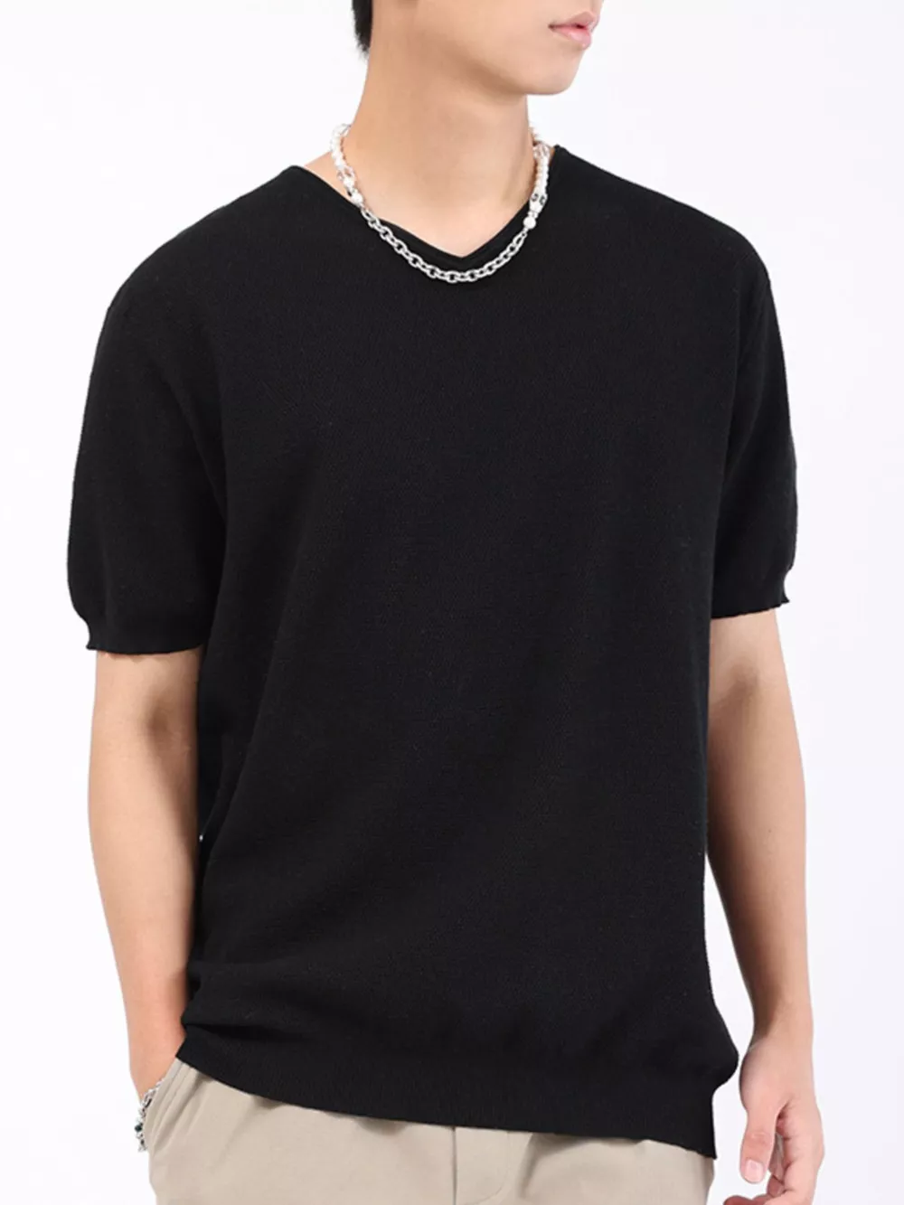 Men's Plus Size Casual Knit Short Sleeve T-Shirt
