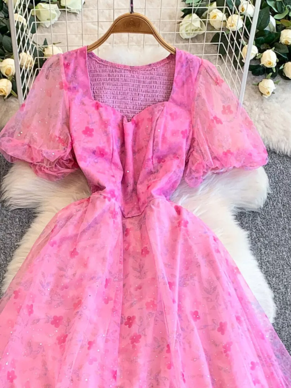 Sweetheart Neck Puff Sleeve Dress, image 11