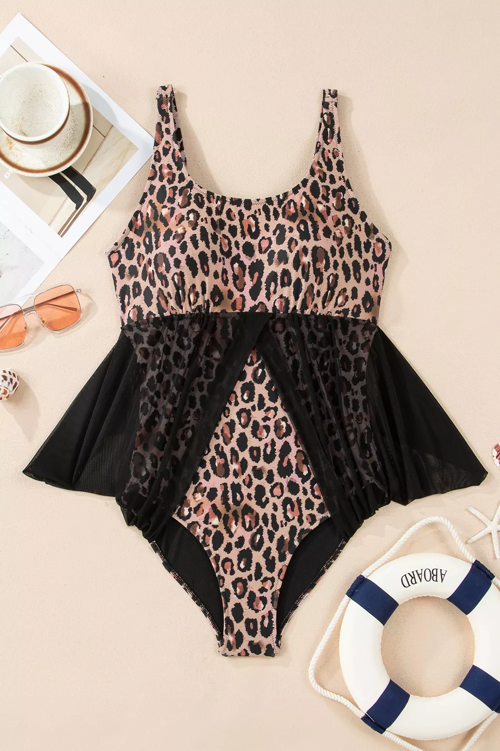 Mesh Patchwork V Neck Half Sleeve Bodycon One Piece Swimwear, image 13