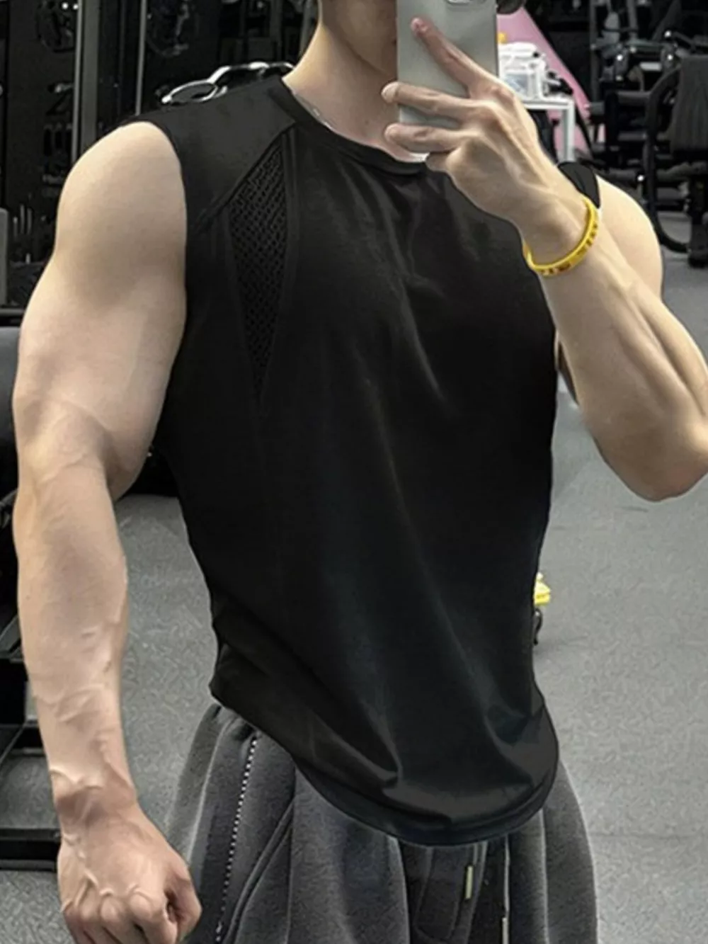 Men's Plus Size Breathable Mesh Panel Tank Top, image 3